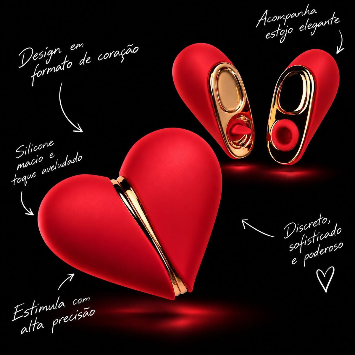 Vibrador Coração — Sucção e Vibração