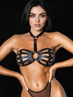 Harness Séverine — tiras vazadas, choker e argola
