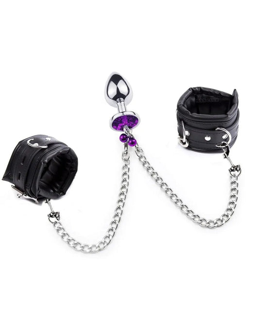 Kit Ariadne — algemas, correntes e plug com detalhe roxo facetado