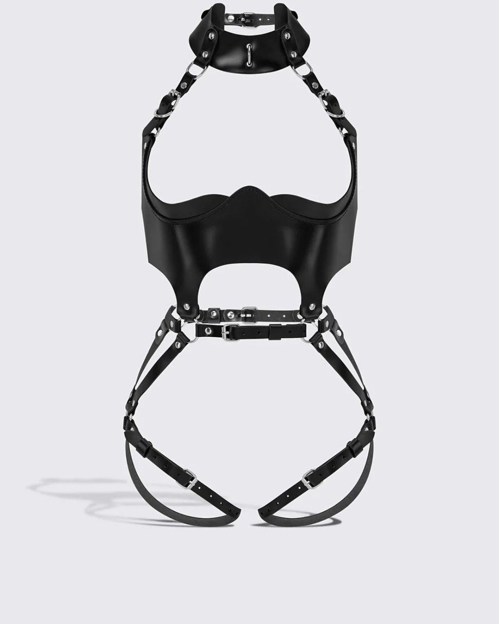 Harness Delphine — choker, cintura e tiras de coxa