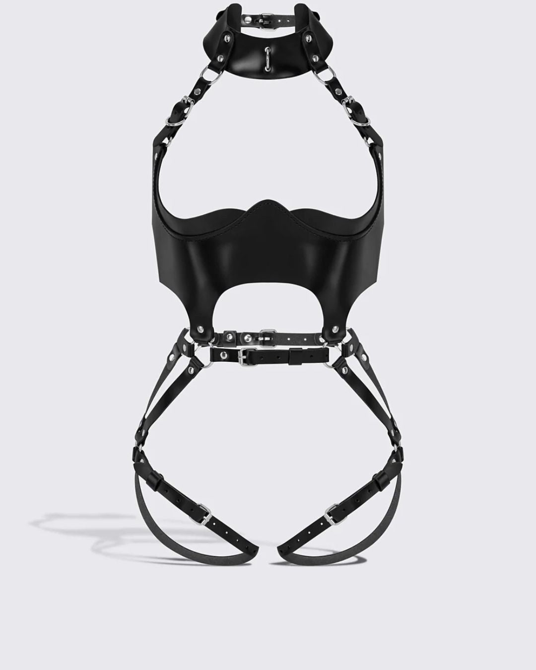 Harness Delphine — choker, cintura e tiras de coxa