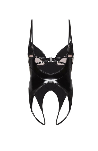 Body Nyx — verniz preto e recorte sob o busto