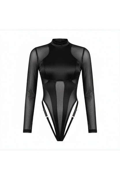 Body Circe — tule transparente e ligas ajustáveis